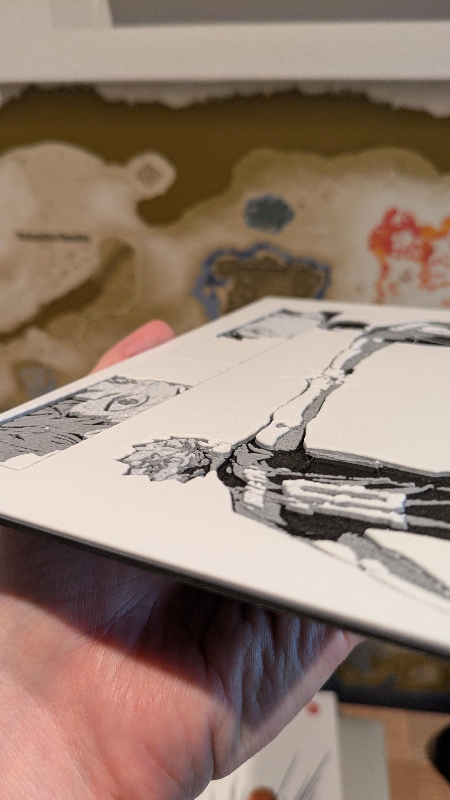 Pannello manga 3D Haikyuu / Hinata e Kageyama Fist Bump / Arte murale anime fatta a mano, regalo di pallavolo, cavalletto in legno incluso, 11 x 20 cm