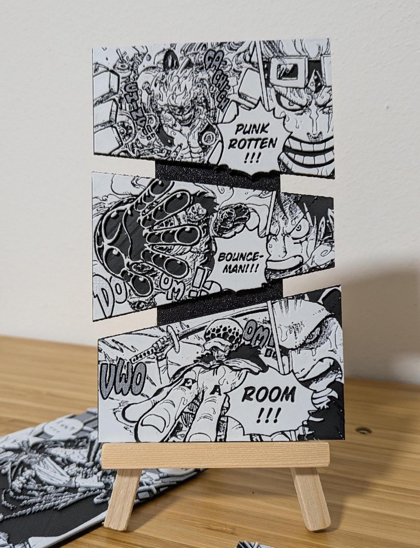 Set di magneti One Piece – 3 Capitani Triplo pannello 9 x 13 cm Decorazione 3D fatta a mano