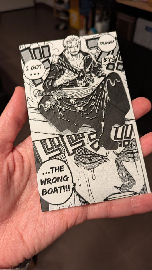 Magnete One Piece – Zoro “Barca Sbagliata” Pannello Divertente 9x14,5 cm Decorazione Manga 3D Fatta a Mano