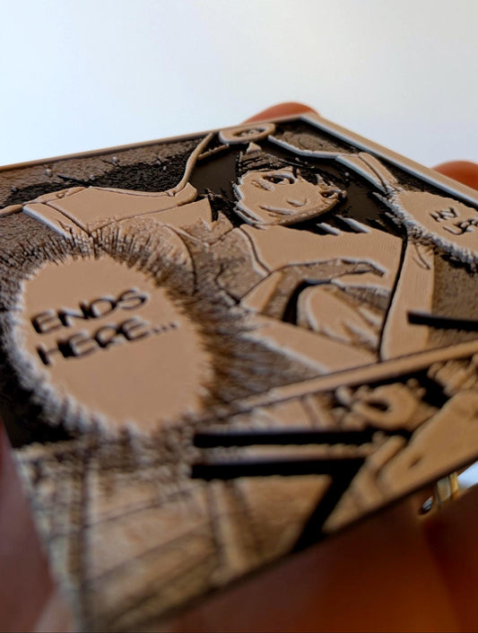 Magnete della scuola carceraria – Pannello "La mia vita finisce qui" 8 x 9 cm, decorazione manga stampata in 3D