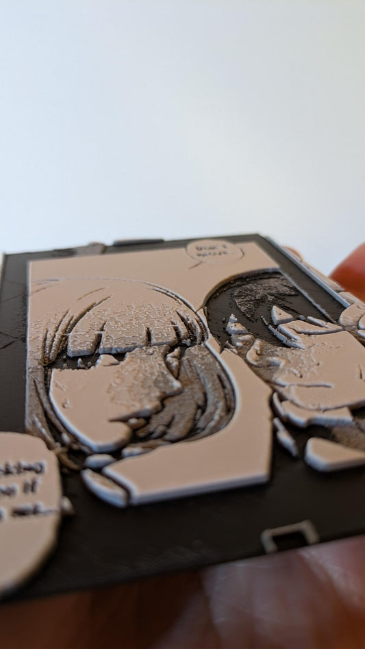 Magnete Scuola Prigione – Mari & Kiyoshi “Non muoverti / Ti ucciderò se mi baci” Pannello 9 x 14 cm Decorazione Manga Stampata in 3D