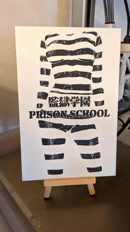Pannello artistico della scuola carceraria - Silhouette di un prigioniero in uniforme 15 x 22 cm, decorazione murale manga stampata in 3D