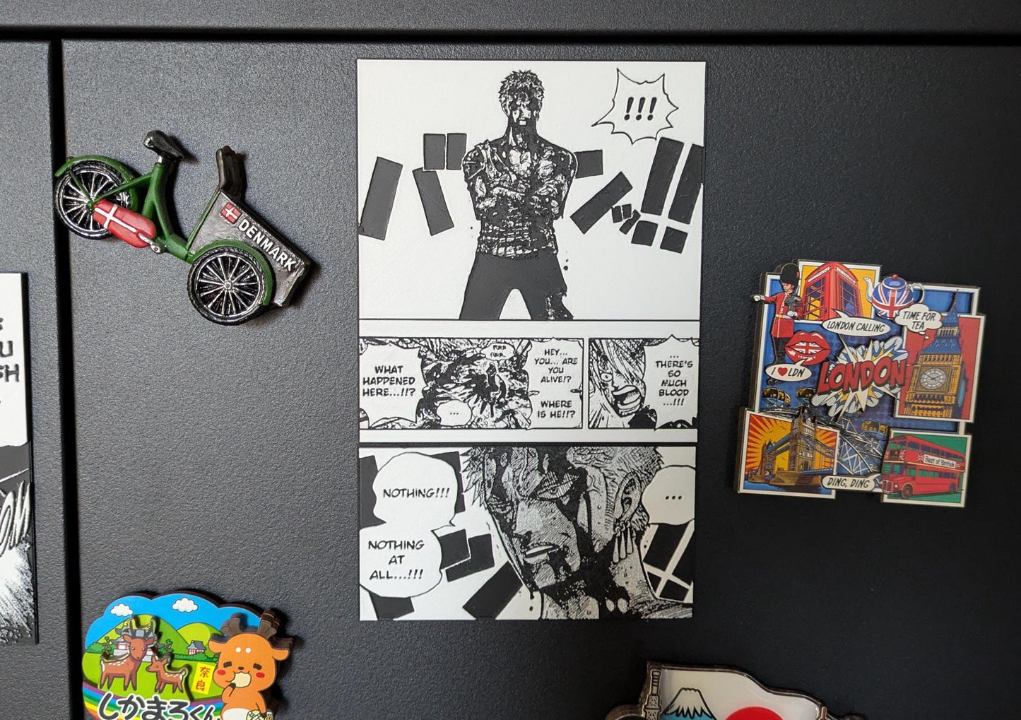 Magnete One Piece - Zoro "Nothing Happened" Doppio pannello 3D 9 x 13 cm Decorazione fatta a mano