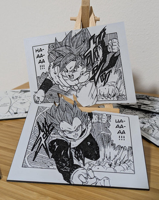 Set di magneti Dragon Ball - Goku e Vegeta Doppio pannello 3D 10x7,5 cm Decorazione fatta a mano