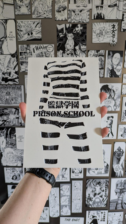 Pannello artistico della scuola carceraria - Silhouette di un prigioniero in uniforme 15 x 22 cm, decorazione murale manga stampata in 3D