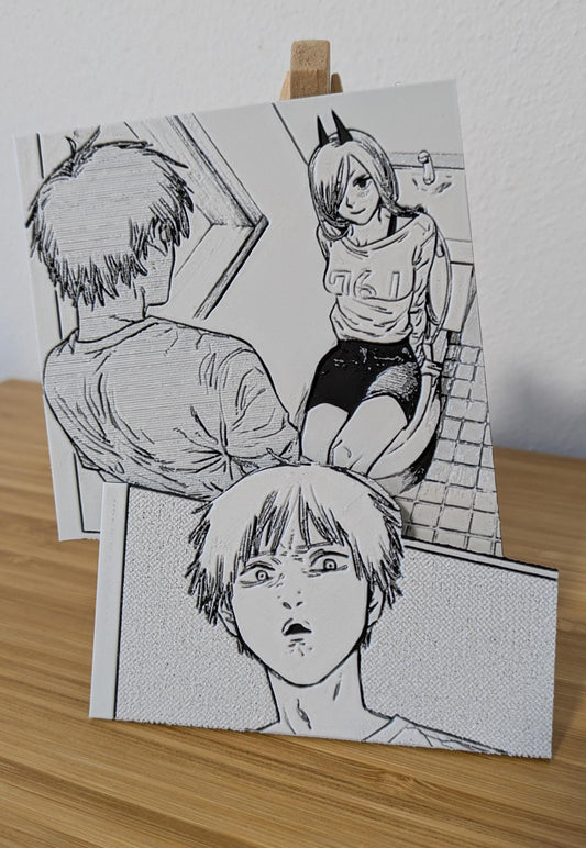 Denji Power Calamita Doppia 10 x 15 cm Scena manga Chainsaw Man stampata in 3d dal fumetto originale