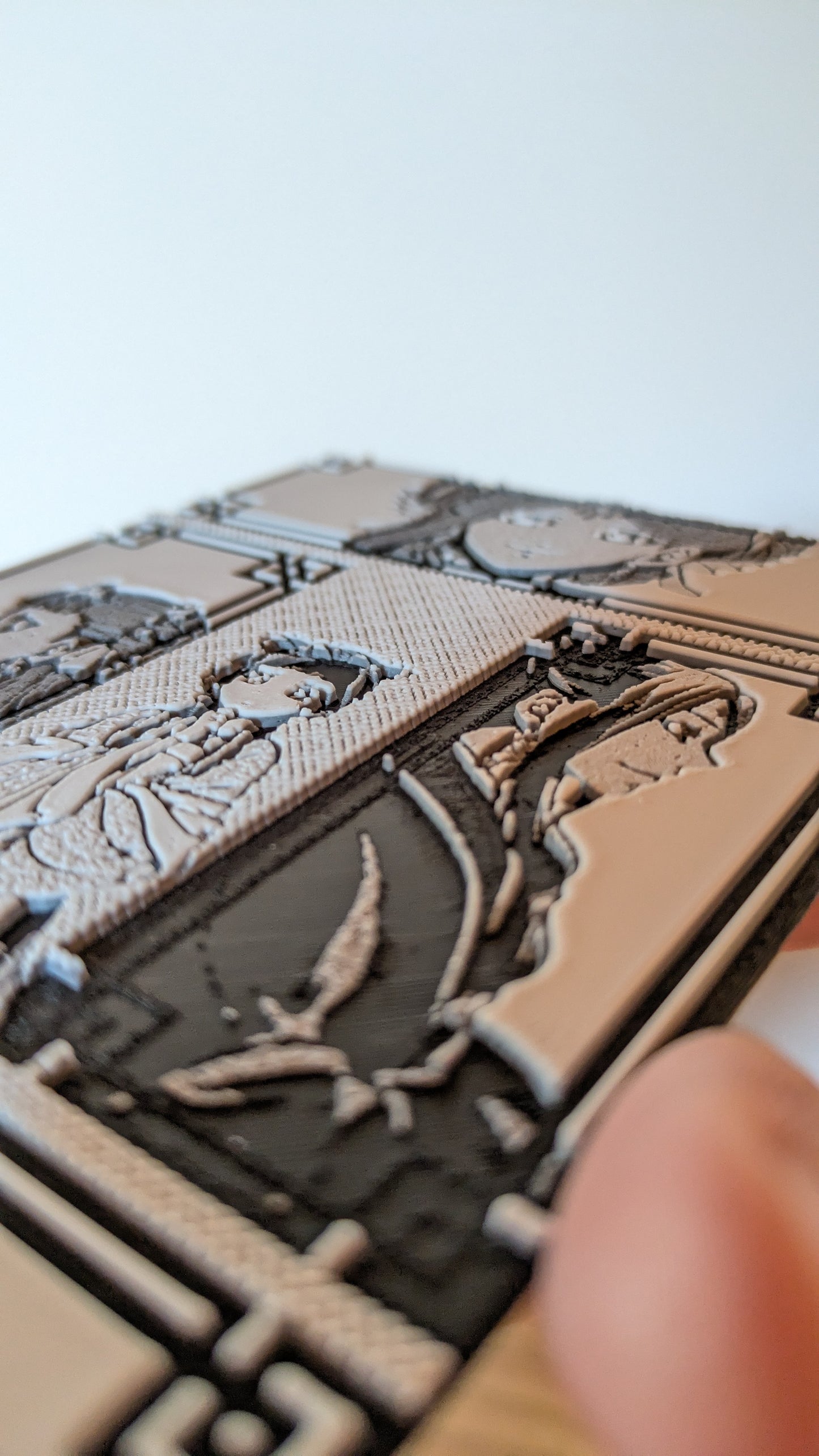 Alternative angle view of Apothecary Diaries magnet panel showing 3D printed texture and character details with decorative frame design