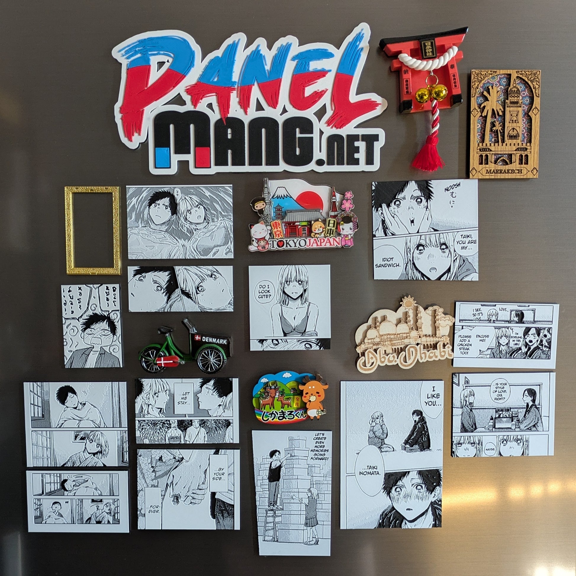 Detailed view of high-quality 3D printed Blue Box magnet showing manga panel craftsmanship