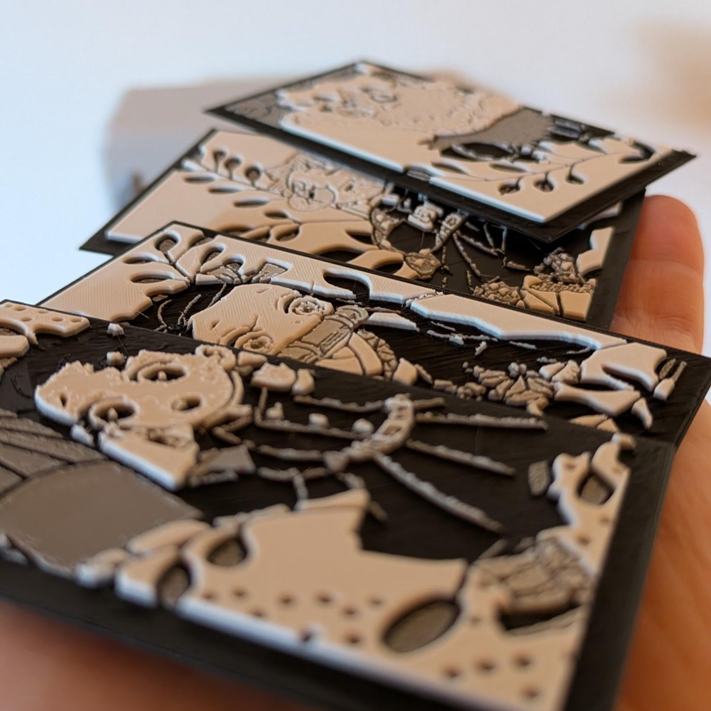 Close-up of Demon Slayer magnet set highlighting botanical details and high-definition 3D printing quality