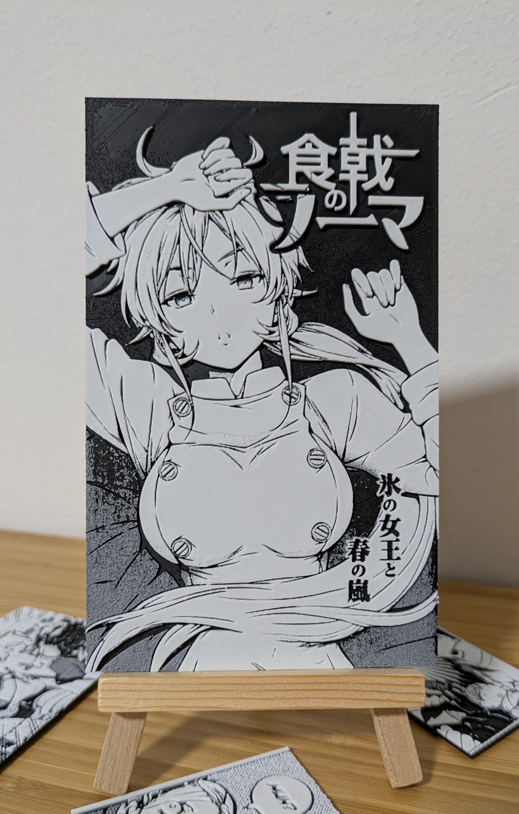 Erina Nakiri 3D printed magnet from Food Wars anime, Queen of Ice panel design, 9x14cm handmade manga decoration