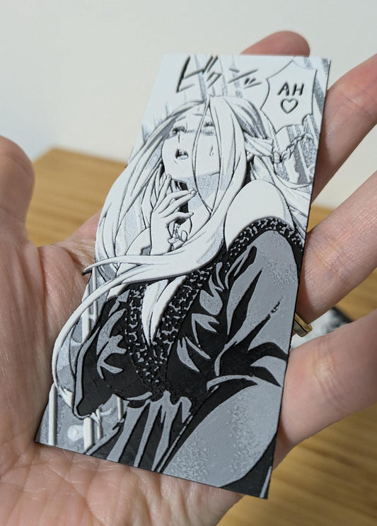 Close-up view of Food Wars judge reaction magnet showing detailed manga panel artwork, 5x12cm size