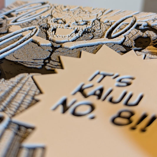 Close-up of Kafka Hibino kaiju transformation 3D printed magnet detail
