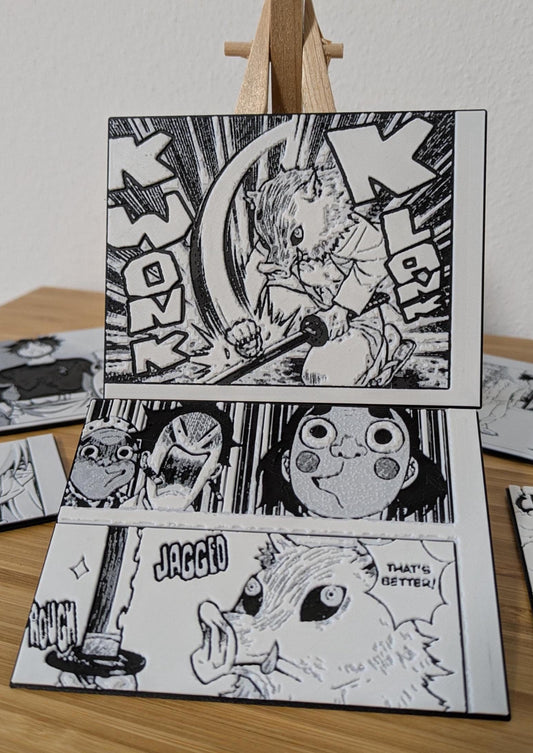 Demon Slayer Inosuke Hashibira double panel magnet showing two dynamic poses in 9x14cm handcrafted 3D printed design