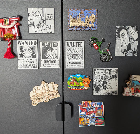 Close-up of Demon Slayer Inosuke funny scene magnet highlighting high-resolution 3D printing and manga artwork details