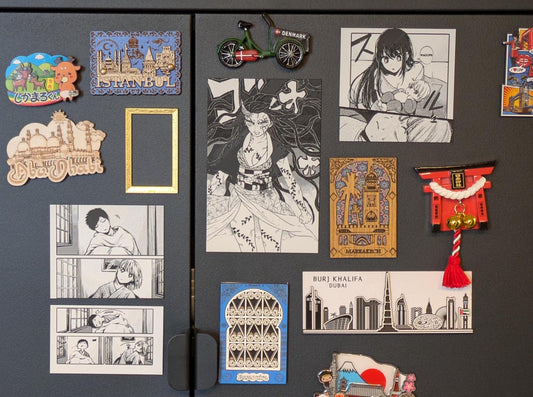 Close-up view of Nezuko Kamado 3D printed magnet highlighting dramatic manga artwork and high-resolution details