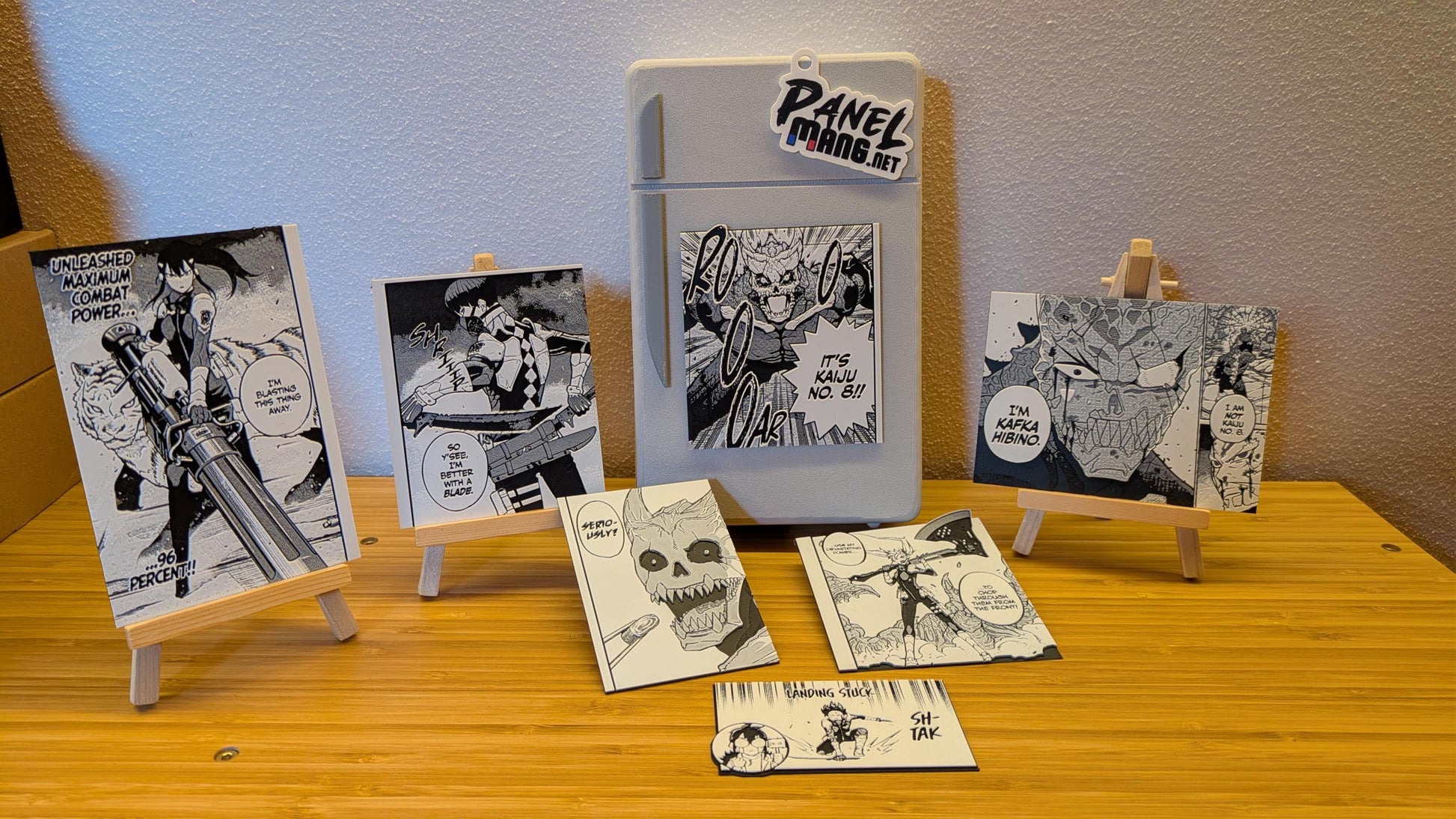 Side view of Kaiju No. 8 magnet showing 3D texture and thickness