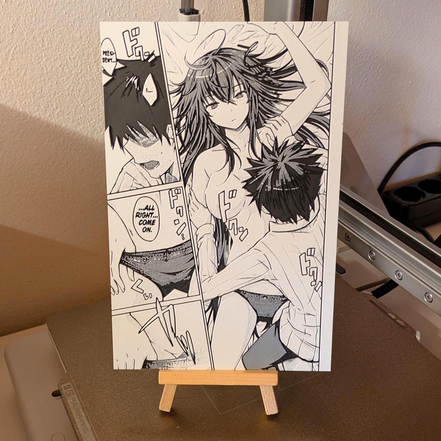 Pannello manga 3D di High School DxD - Scena iconica di Akeno / 15 x 22 cm / Arte murale anime fatta a mano con cavalletto in legno incluso / Decorazione manga Ecchi