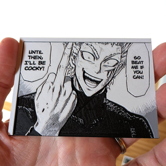 Magnete One Punch Man – Garou “Fino ad allora, sarò arrogante!” Pannello 9x6,5 cm Decorazione manga stampata in 3D