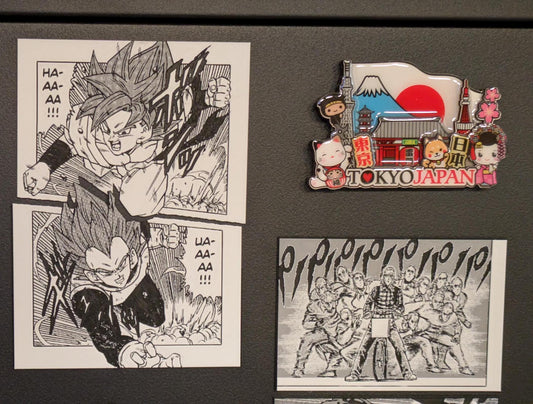 Set di magneti Dragon Ball - Goku e Vegeta Doppio pannello 3D 10x7,5 cm Decorazione fatta a mano