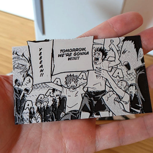 Magnete Haikyuu – Pannello di squadra "Domani vinceremo!!" 10 x 6 cm, decorazione manga stampata in 3D