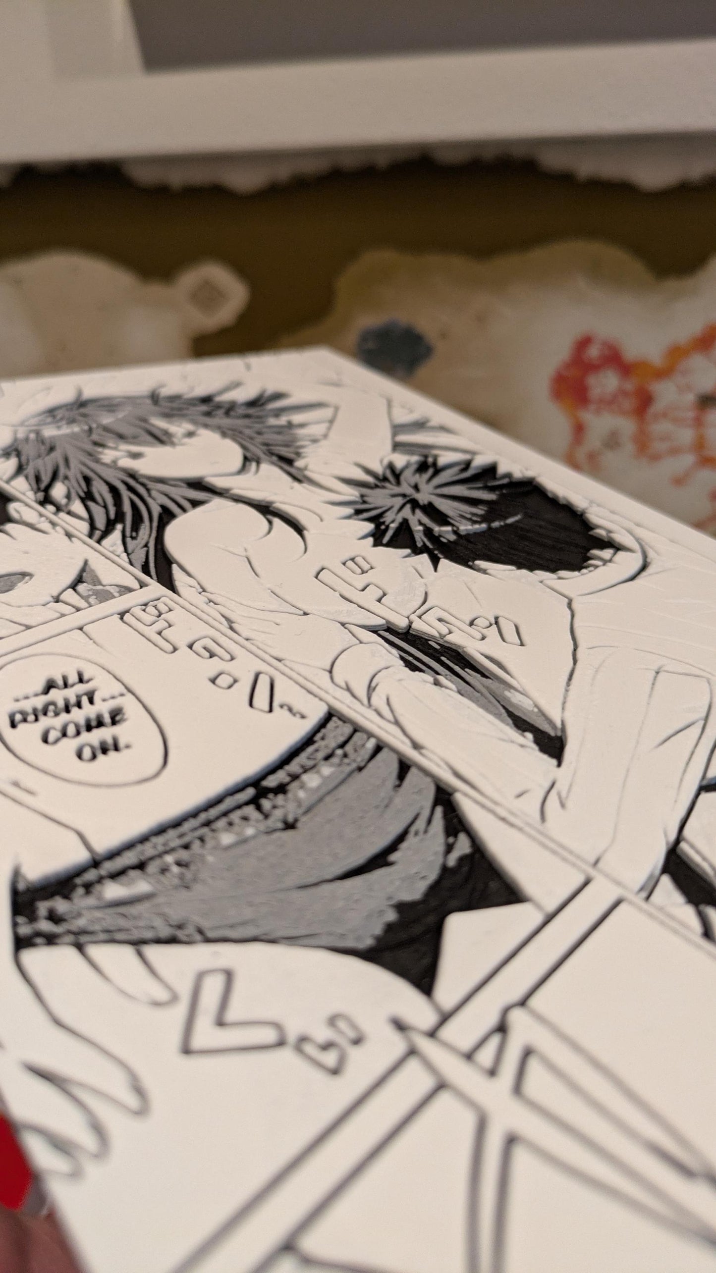 Pannello manga 3D di High School DxD - Scena iconica di Akeno / 15 x 22 cm / Arte murale anime fatta a mano con cavalletto in legno incluso / Decorazione manga Ecchi
