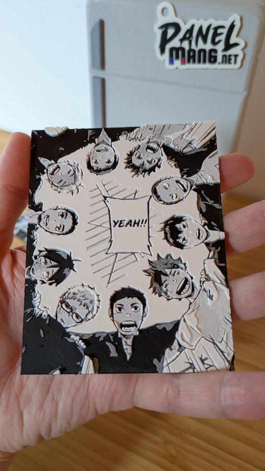 Magnete Haikyuu – Squadra Karasuno “Sì!!” Pannello circolare 9x11,5 cm Decoro Manga stampato in 3D