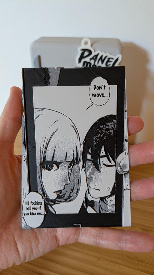Magnete Scuola Prigione – Mari & Kiyoshi “Non muoverti / Ti ucciderò se mi baci” Pannello 9 x 14 cm Decorazione Manga Stampata in 3D