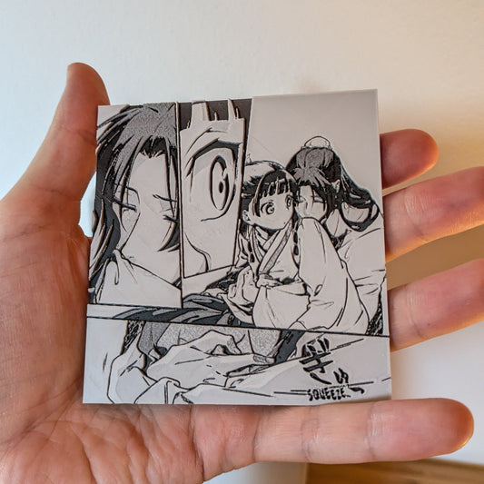 Apothecary Diaries Maomao Jinshi hug magnet 3D printed handmade 9x9.5cm front view